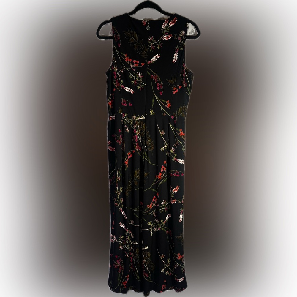Tommy Hilfiger Black Floral Cropped Jumpsuit Size 12 Wrap Belt ☀️🍂🥶🌼 - Picture 3 of 5